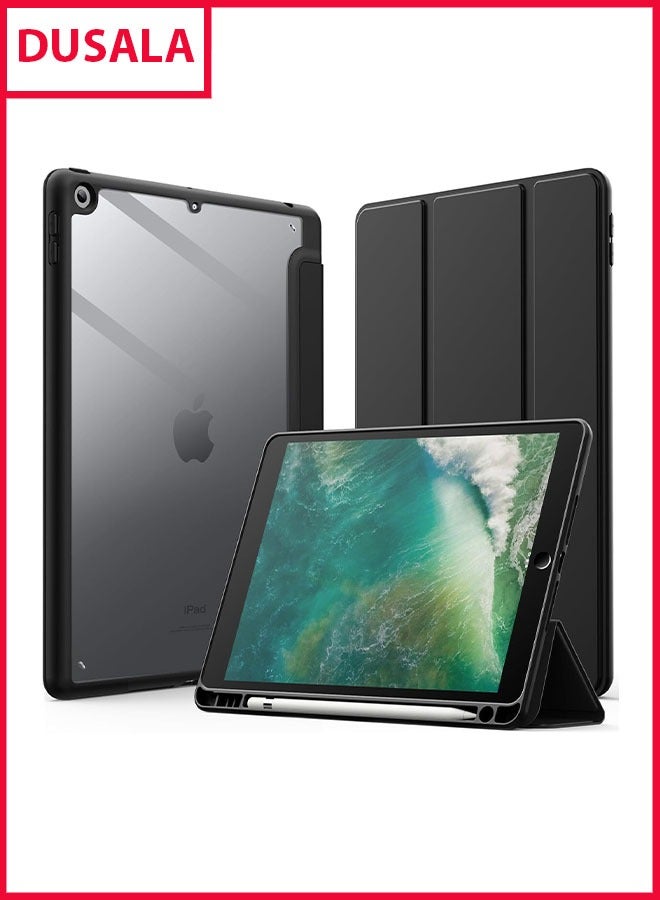 DUSALA Case for iPad 9.7-Inch (6th/5th Generation, 2018/2017) with Pencil Holder, Slim Stand Protective Cover with Clear Transparent Back Shell for iPad Pro 9.7 inch Tablet, Support Auto Wake/Sleep, (Black) - Image 1