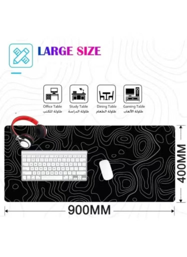 Captaintech Contour Large Extended Gaming Mouse Pad (900x400x3mm) – Stitched Edges, Non-Slip Rubber Base & Water-Resistant Cloth Surface ﻿  - Image 3