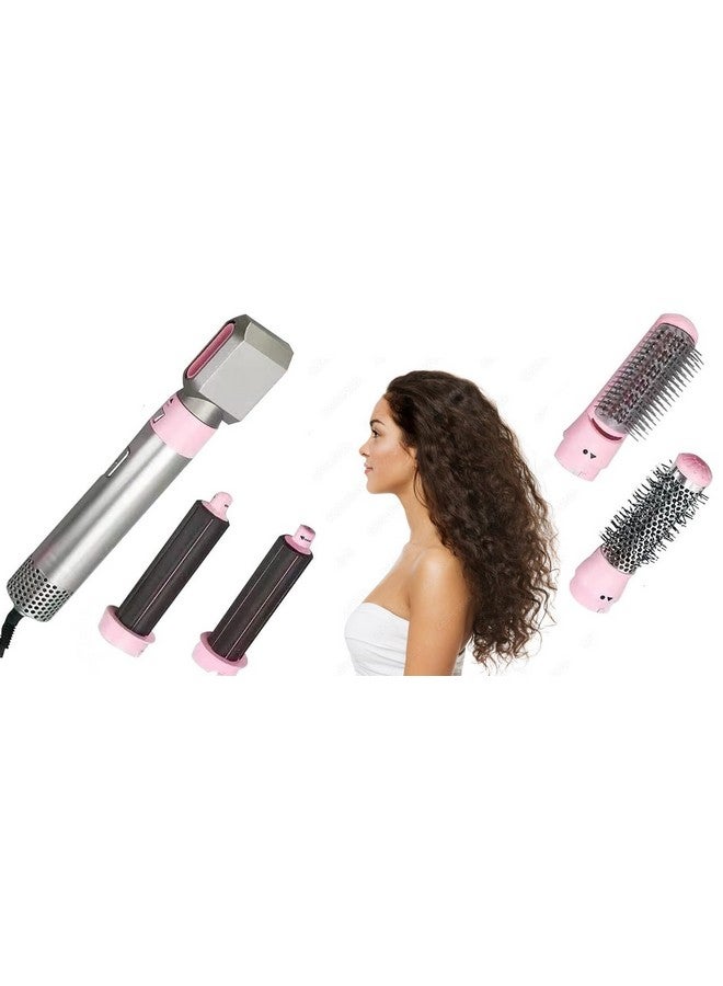 Tech King TechKing (GRAB THE DEAL WITH 20 YEARS WARRANTY) 5 in 1 Hair Styler, Hot Air Brush, Airwrap Styler, Negative Ion Comb for Straightening,Curling Appliances with 5 Interchangeable Brushes Best Styler for Women-BABY PINK - Image 1