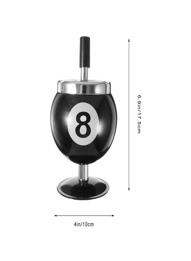 آرتي بيتر منفضة سجائر معدنية أنيقة مقاومة للرياح من ARTIBETTER: تصميم كرة بلياردو رقم 8 قابلة للضغط للأسفل، سعة كبيرة للاستخدام الداخلي والخارجي، لون أسود، 6.88 × 3.93 × 3.93 بوصة - Image 4