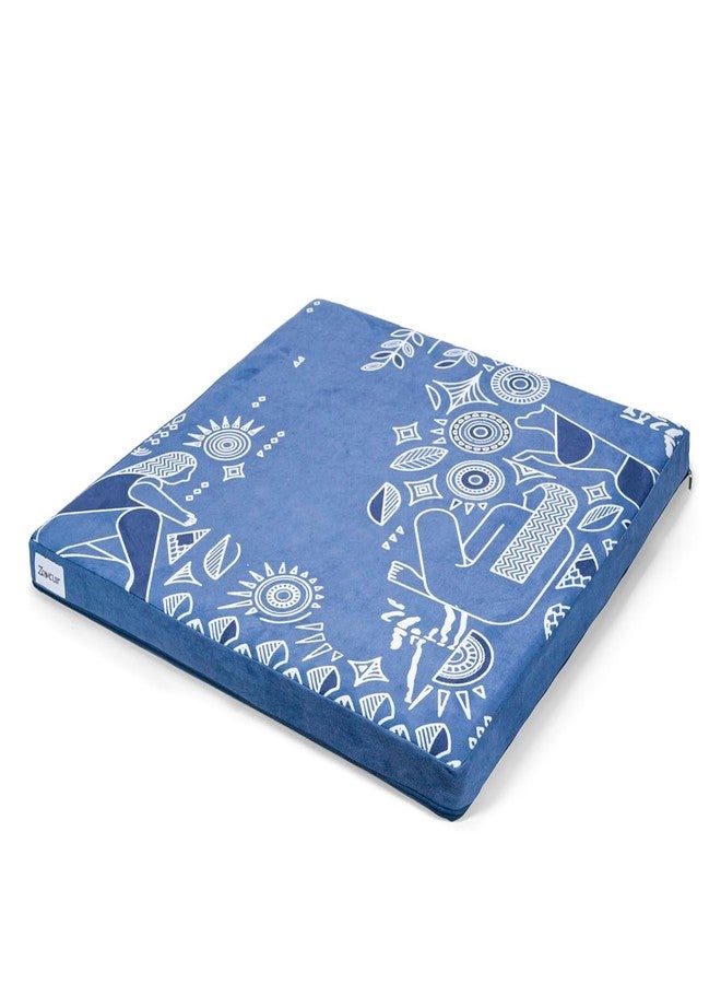 Zaveur Royal Court Meditation Mat With Velvet Cover - 24" x 24" Square Zabuton Thick Yoga Mat - Non Slip Exercise Mat for Home Workout - Thick Foam Exercise Floor Mat for Zafu or Bench - Blue - Image 1