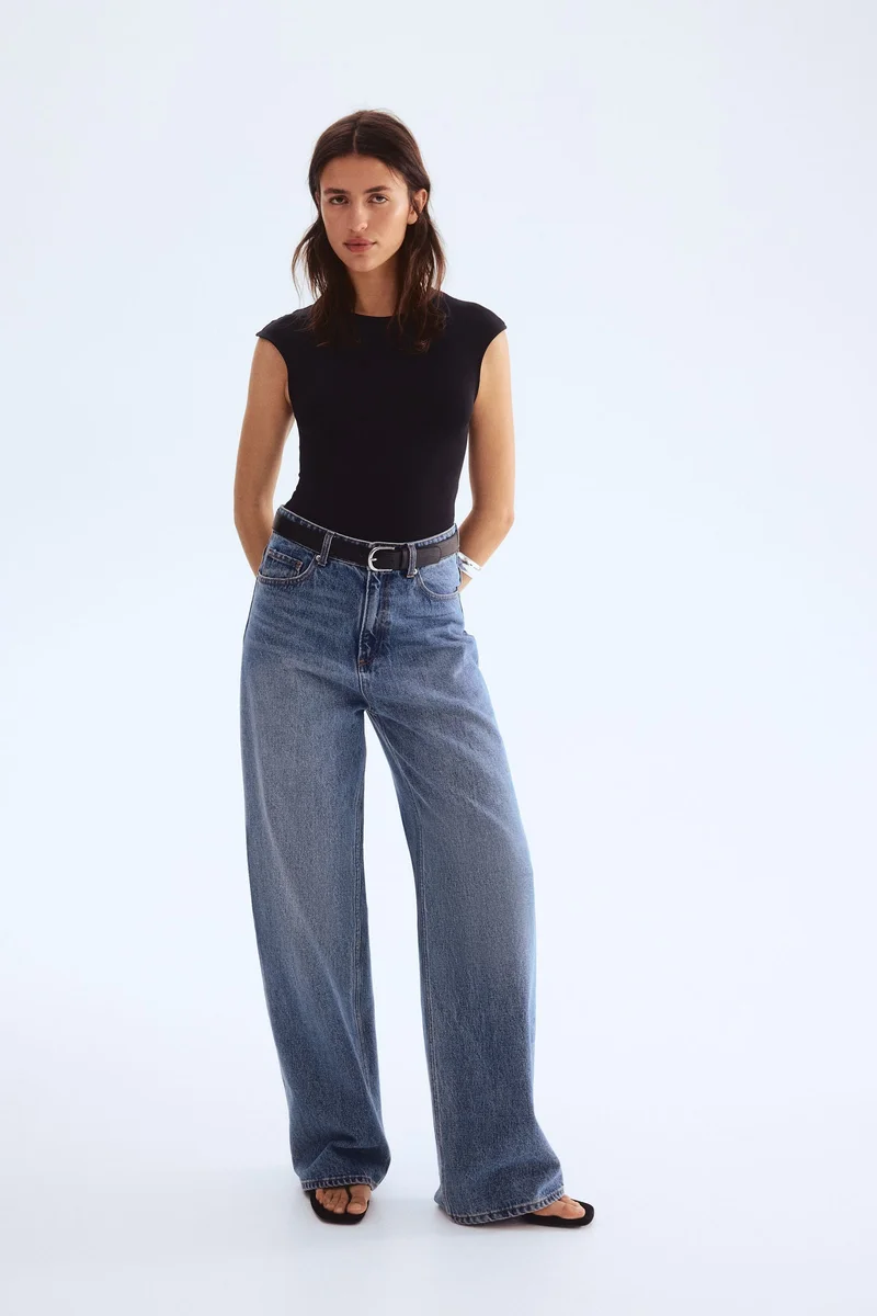 H&M Cap-sleeved microfibre body