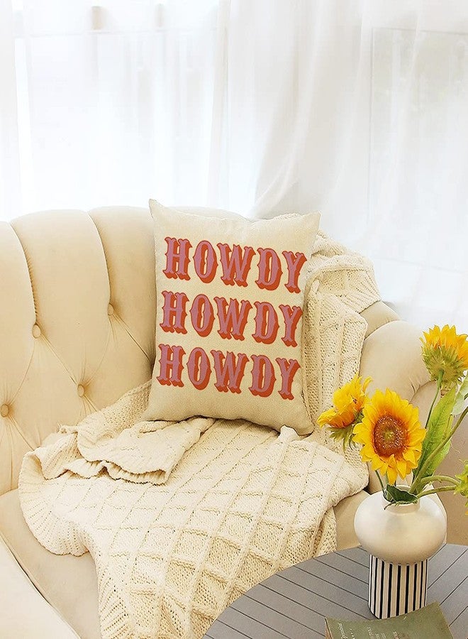 Ogiselestyle Farmhouse Pillow Covers with Howdy Howdy Quote 18" x 18" Farmhouse Rustic Cushion Covers with Saying Housewarming Gifts Family Room Décor - Image 2