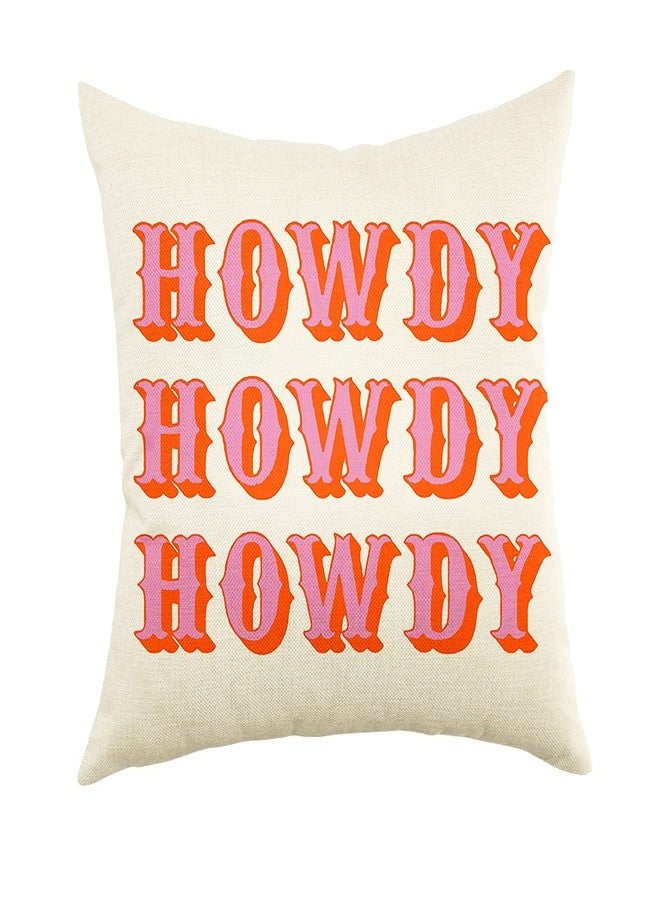 Ogiselestyle Farmhouse Pillow Covers with Howdy Howdy Quote 18" x 18" Farmhouse Rustic Cushion Covers with Saying Housewarming Gifts Family Room Décor - Image 1