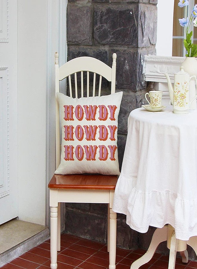 Ogiselestyle Farmhouse Pillow Covers with Howdy Howdy Quote 18" x 18" Farmhouse Rustic Cushion Covers with Saying Housewarming Gifts Family Room Décor - Image 5