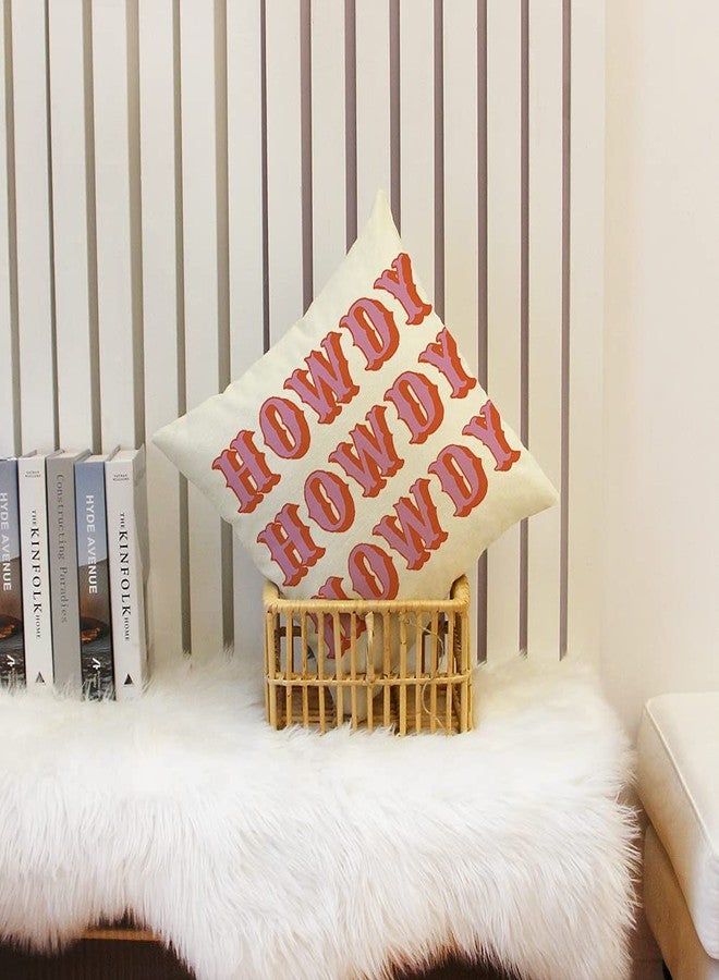 Ogiselestyle Farmhouse Pillow Covers with Howdy Howdy Quote 18" x 18" Farmhouse Rustic Cushion Covers with Saying Housewarming Gifts Family Room Décor - Image 4