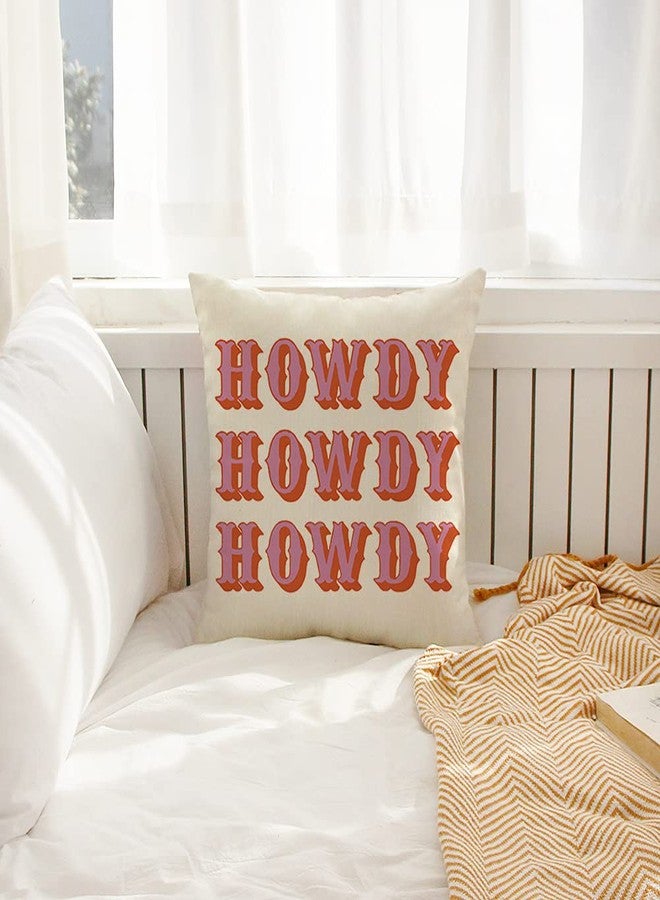 Ogiselestyle Farmhouse Pillow Covers with Howdy Howdy Quote 18" x 18" Farmhouse Rustic Cushion Covers with Saying Housewarming Gifts Family Room Décor - Image 3