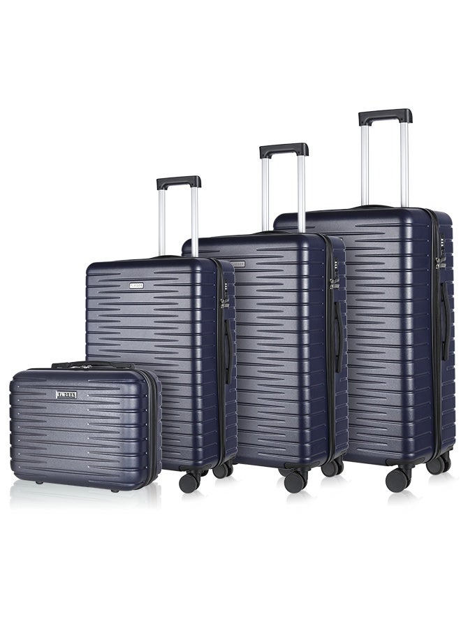 جندي مجموعة حقائب سفر صلبة قابلة للتوسيع مكونة من 4 قطع مع عجلات دوارة، مجموعة حقائب سفر خفيفة الوزن مع أقفال TSA، حقيبة يد بحجم 20 بوصة (لون أزرق داكن، مجموعة مكونة من 4 قطع (14 بوصة/20 بوصة/24 بوصة/28 بوصة)) - Image 1