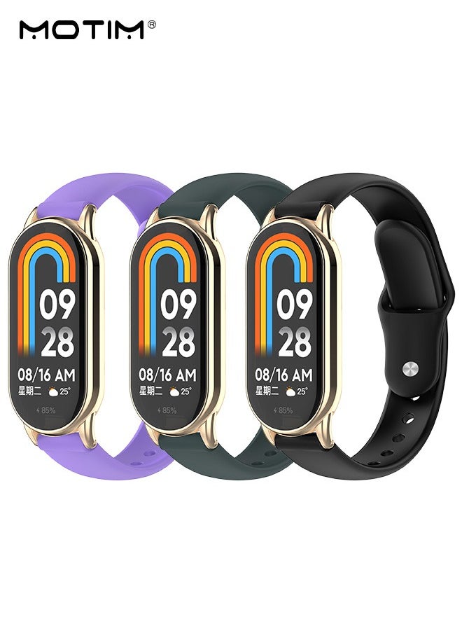 Motim - 3 Pcs Silicone Strap Compatible with Xiaomi Mi Band 9/Mi Band 8, Soft Adjustable Band for Men and Women - Image 1