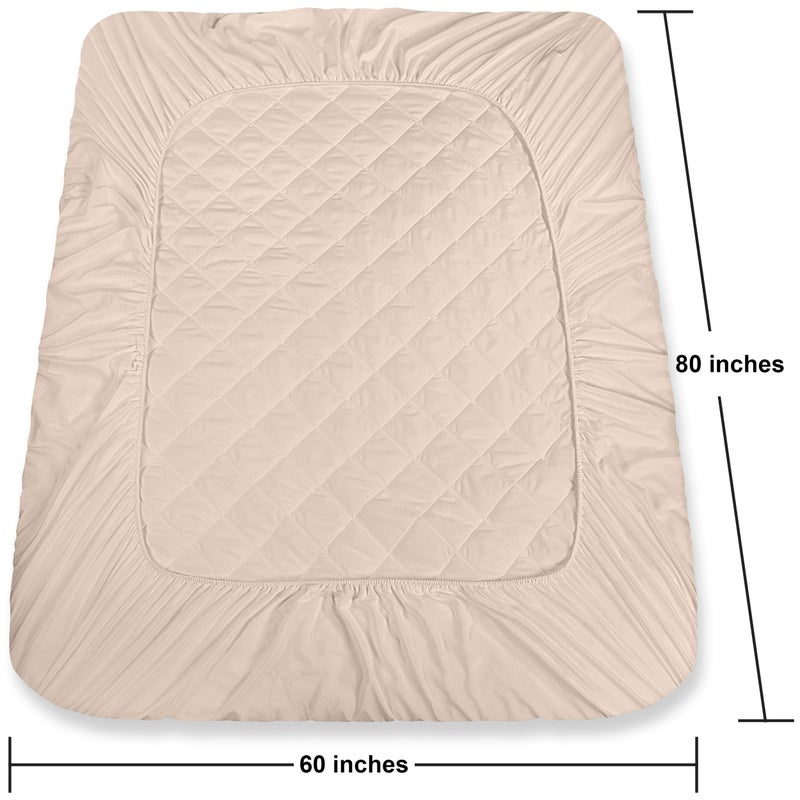 Utopia Bedding Quilted Fitted Mattress Pad, Queen Size, Elastic Fitted Mattress Topper Protector and Cover Stretches up to 16 Inches Deep, Machine Washable (Beige) - Image 4