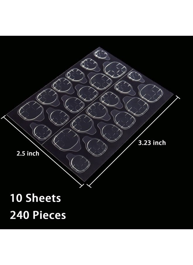 Laza - 240Pcs Ultrathin Breathable Adhesive Tabs Fake Nail Glue Sticker 10 Sheets Super Sticky Double Sided Tips (Germany Jelly Gel) Flexible For Acrylic False Nails Manicure Tape - Image 1