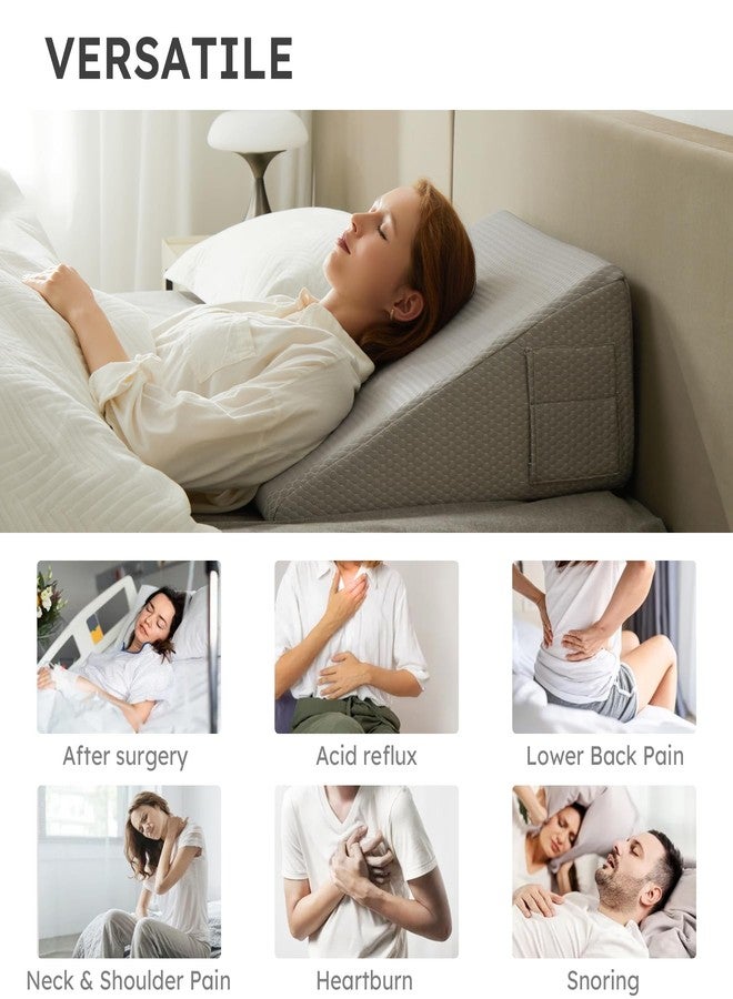 Bedluxe Wedge Pillow Cover 10inch, Bed Wedge Pillow Case with Side Pocket, Removable&Machine Washable Wedges Pillowcase Replacement with Zipper, 24"x24"x10", Grey(Pillow NOT Include) - Image 4