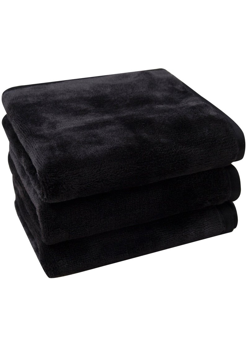 lifaith - Microfiber Makeup Removal Cloths Ultra Soft Facial Cloths Pack Of 3 12 x 12Inch Black - Image 1