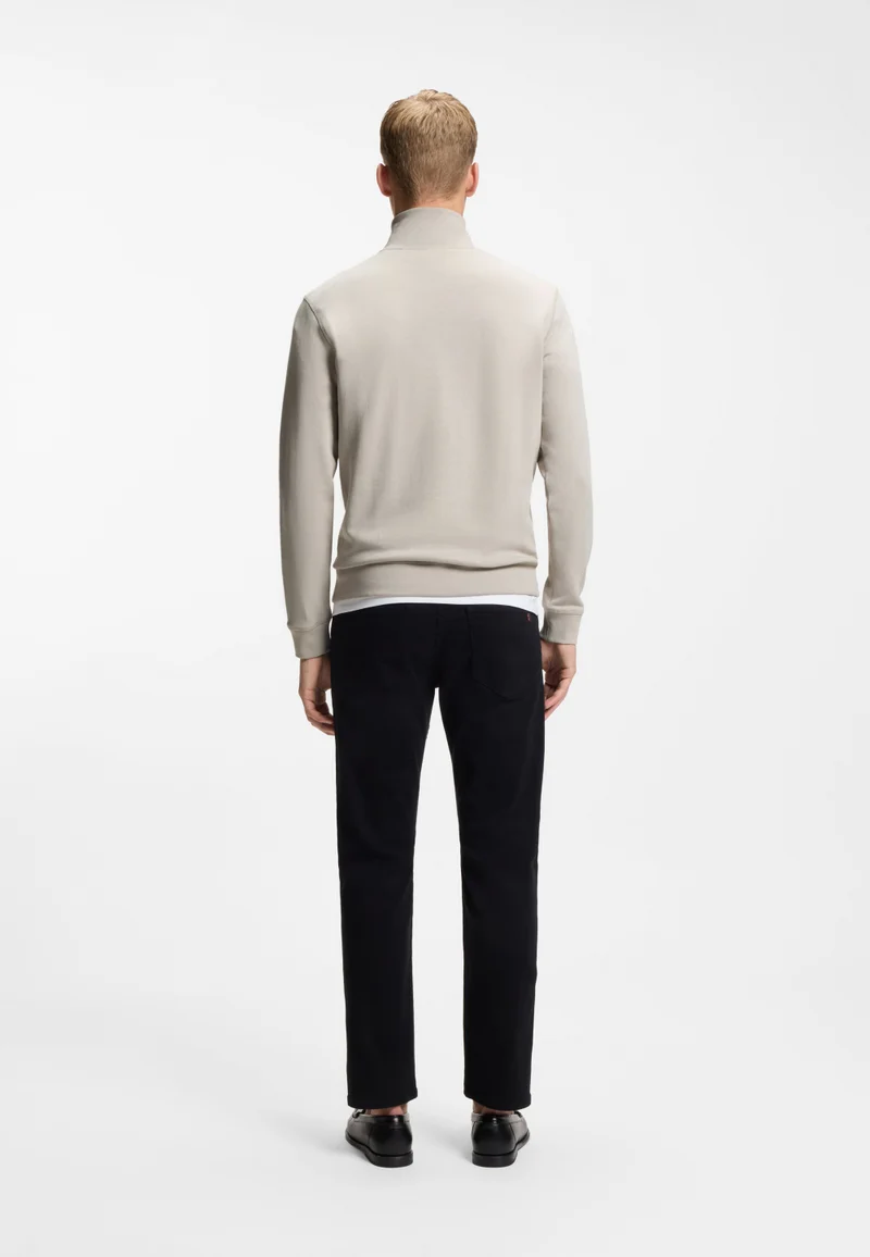 BOSS Quarter-zip cotton-terry sweatshirt with logo patch