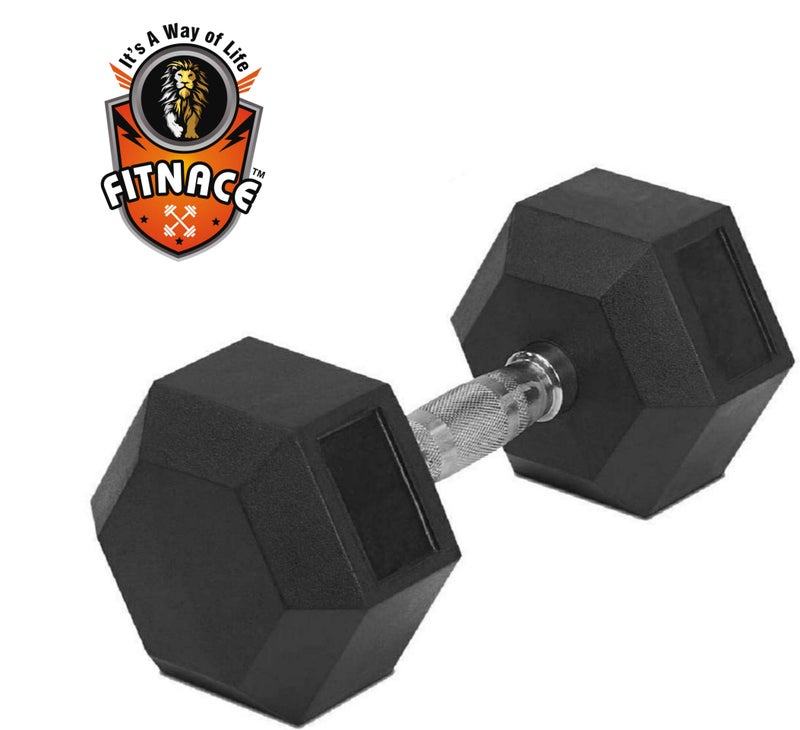 FITNACE Rubber Hex Dumbbell 2Kg, 2.5, 3Kg, 4Kg, 5Kg, 7.5Kg, 10Kg, 12.5Kg, 15Kg Single 1 Pc, Hexa Dumbbell Single Pc (1 Pc, 1), Black - Image 2