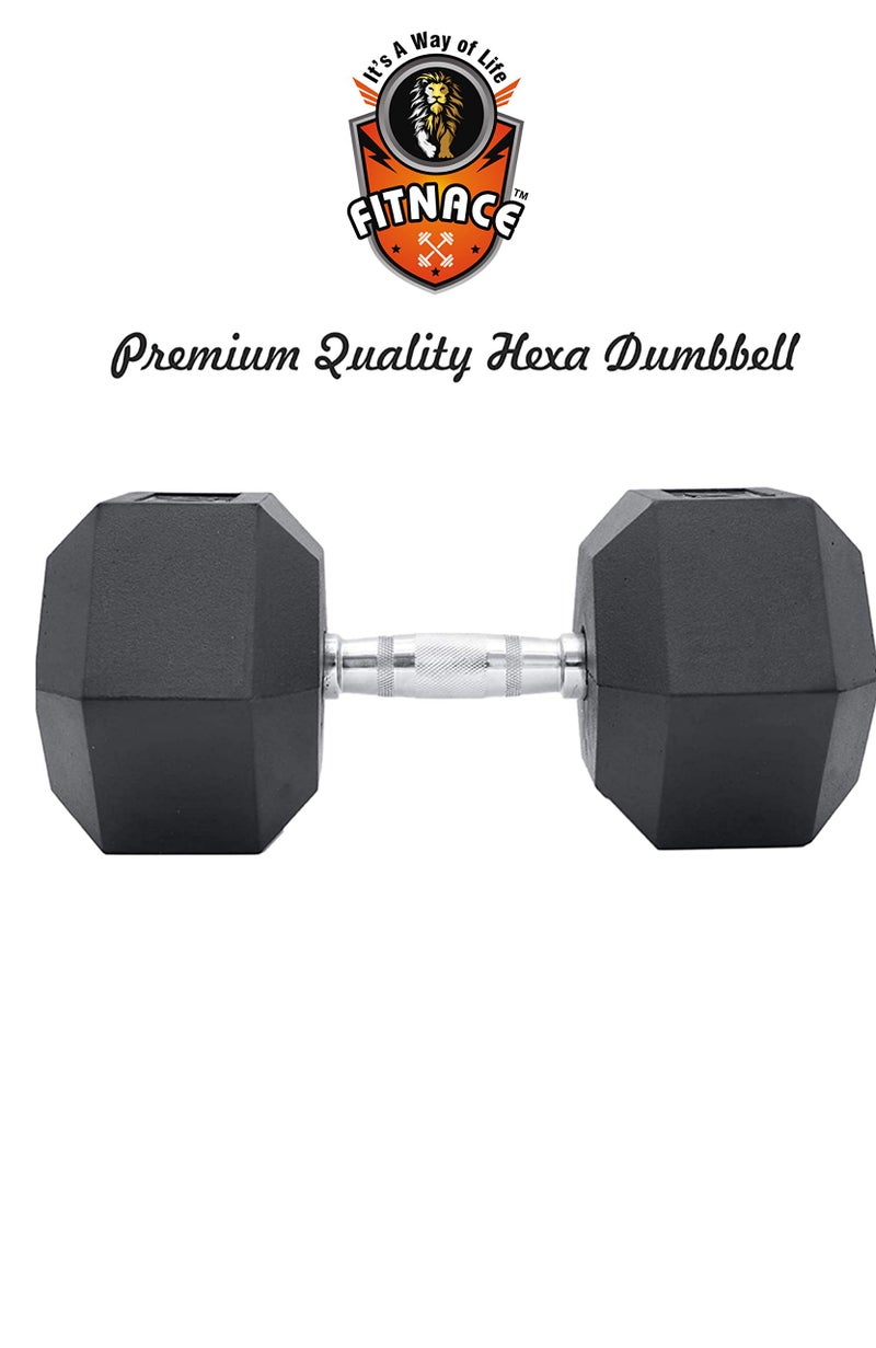 FITNACE Rubber Hex Dumbbell 2Kg, 2.5, 3Kg, 4Kg, 5Kg, 7.5Kg, 10Kg, 12.5Kg, 15Kg Single 1 Pc, Hexa Dumbbell Single Pc (1 Pc, 1), Black - Image 5