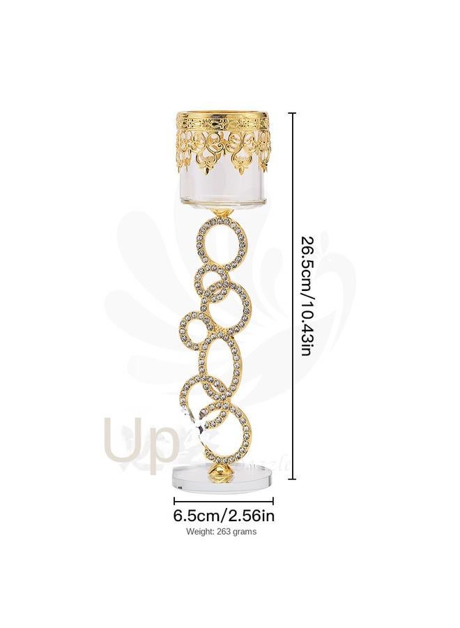 Bluejw New Modern Simple Cylinder Glass Crystal Candle Holder Metal Ghee Lamp Holder Ring Iron Candle Holder Ornaments  - Image 1