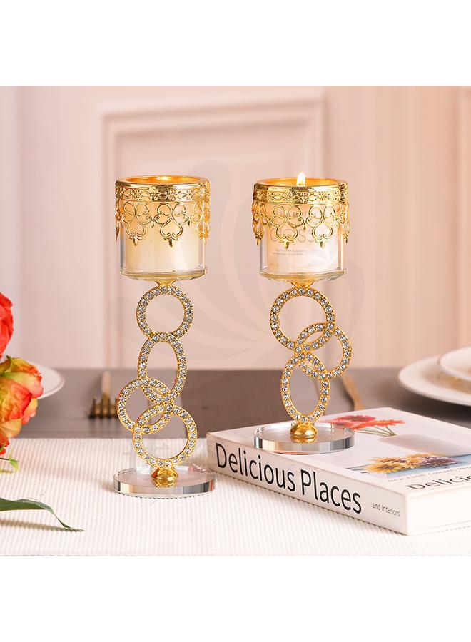 Bluejw New Modern Simple Cylinder Glass Crystal Candle Holder Metal Ghee Lamp Holder Ring Iron Candle Holder Ornaments  - Image 4