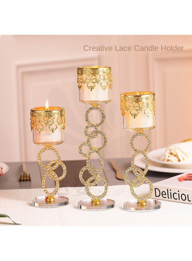 Bluejw New Modern Simple Cylinder Glass Crystal Candle Holder Metal Ghee Lamp Holder Ring Iron Candle Holder Ornaments  - Image 2