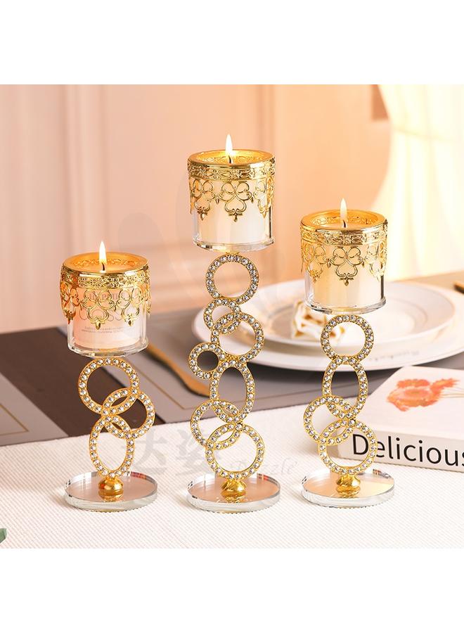 Bluejw New Modern Simple Cylinder Glass Crystal Candle Holder Metal Ghee Lamp Holder Ring Iron Candle Holder Ornaments  - Image 3