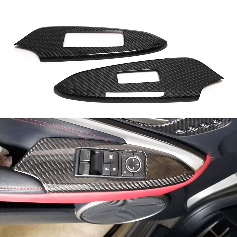 Yipmotiv 2pcs Car Window Lift Switch Panel Cover Trims for Lexus USC10 RC200t RC300 RC350 RC F Sport 20152022 2023Genuine Carbon Fiber Window Lock Control Button Overlay