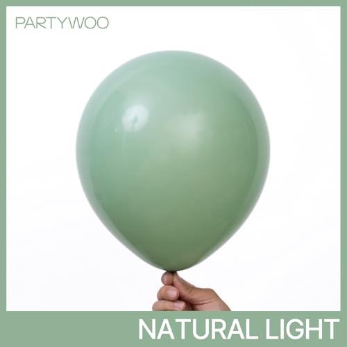 PartyWoo Dusty Green Balloons 100 pcs Different Sizes of 18 12 10 5 Inch Matte Sage Olive Boho Green Eucalyptus Latex Balloon Arch Kit Garland for Wedding Baby Shower Party Decorations GreenF03 - Image 5
