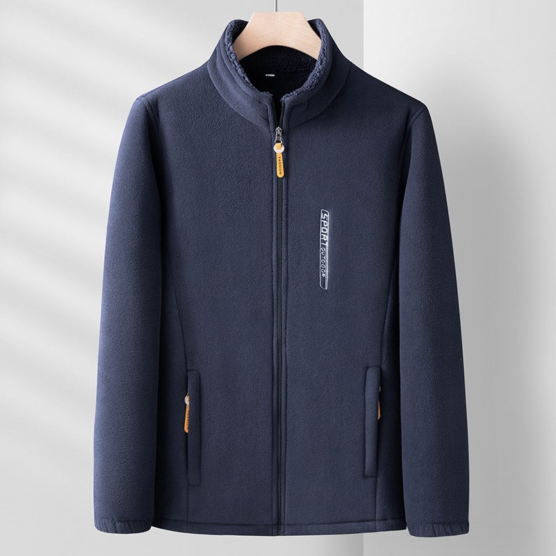Outdoor Fleece Coat Men'S Polar Fleece Coat Men'S Thickened Double-Sided Fleece Charge Coat Inner Liner Men'S Sweater Cardigan - Image 3