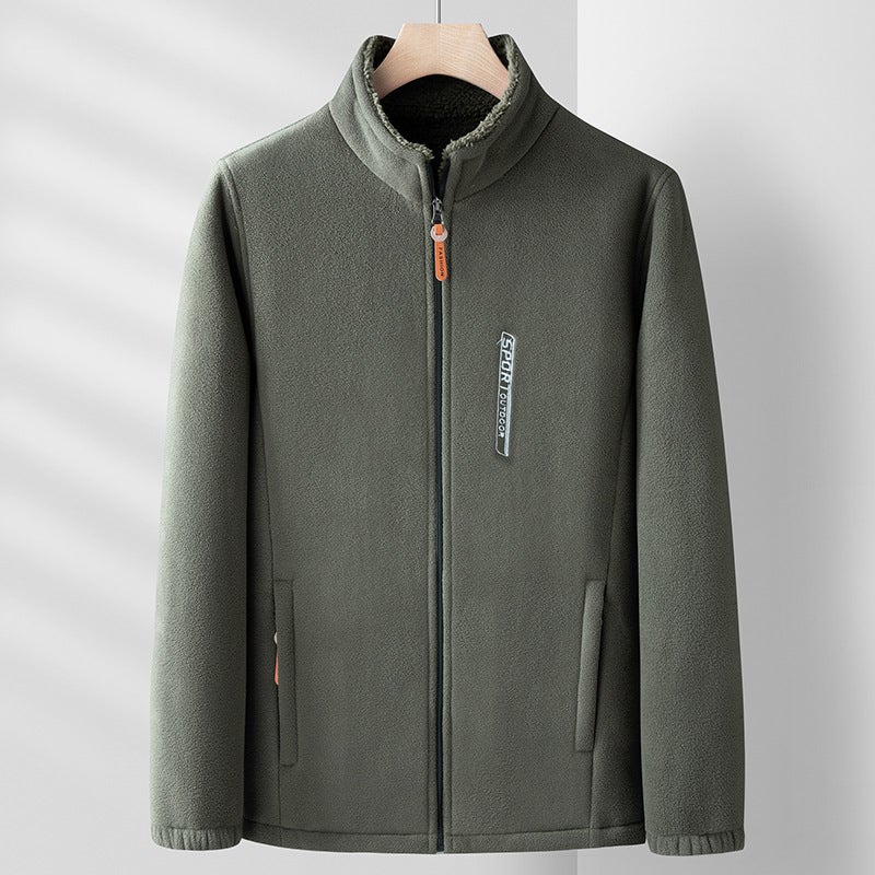 Outdoor Fleece Coat Men'S Polar Fleece Coat Men'S Thickened Double-Sided Fleece Charge Coat Inner Liner Men'S Sweater Cardigan - Image 1