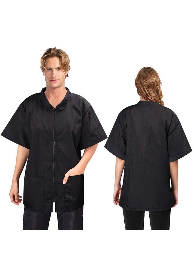 Noverlife Noverlife Pet Grooming Workwear With Full Zipper, XL Size, Anti-Static Beautician Work Clothes, Lightweight Hair Repellent Shirt Style Groomer Smock for Dog Cat Grooming Shop  - Image 1