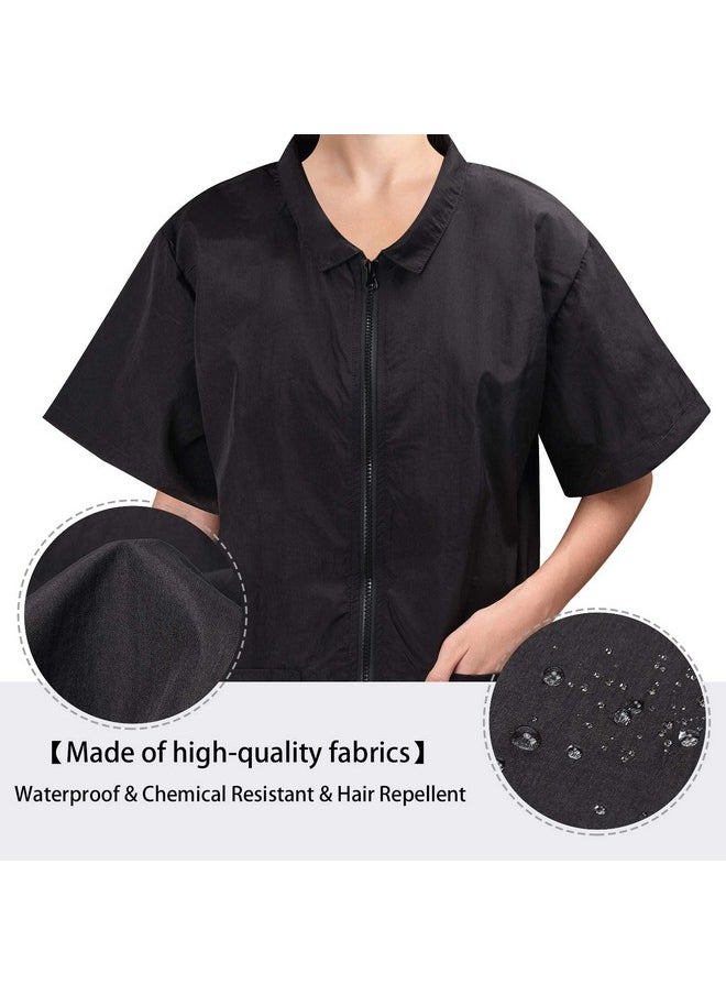 Noverlife Noverlife Pet Grooming Workwear With Full Zipper, XL Size, Anti-Static Beautician Work Clothes, Lightweight Hair Repellent Shirt Style Groomer Smock for Dog Cat Grooming Shop  - Image 5