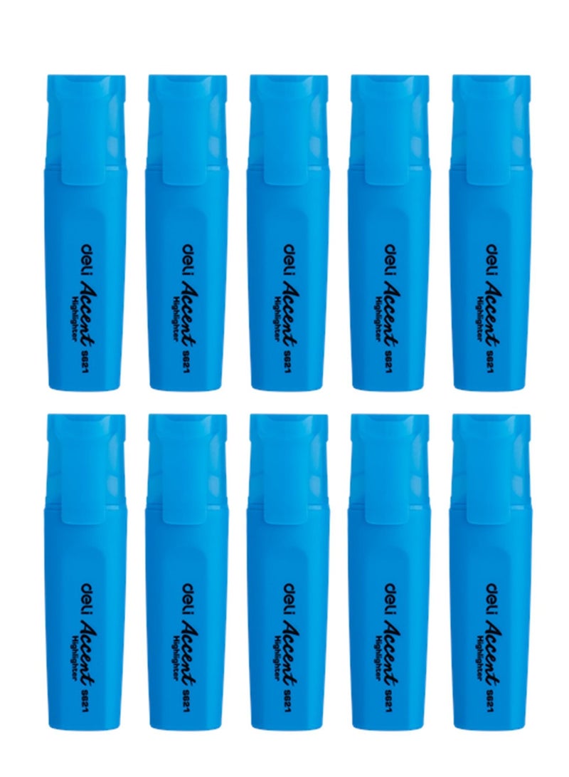Deli 10-Piece Highlighter Blue Ink - Image 1