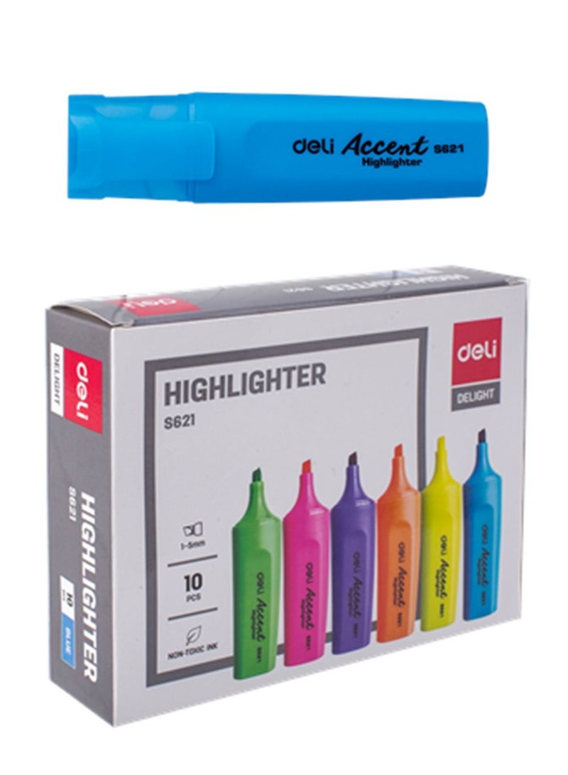 Deli 10-Piece Highlighter Blue Ink - Image 2