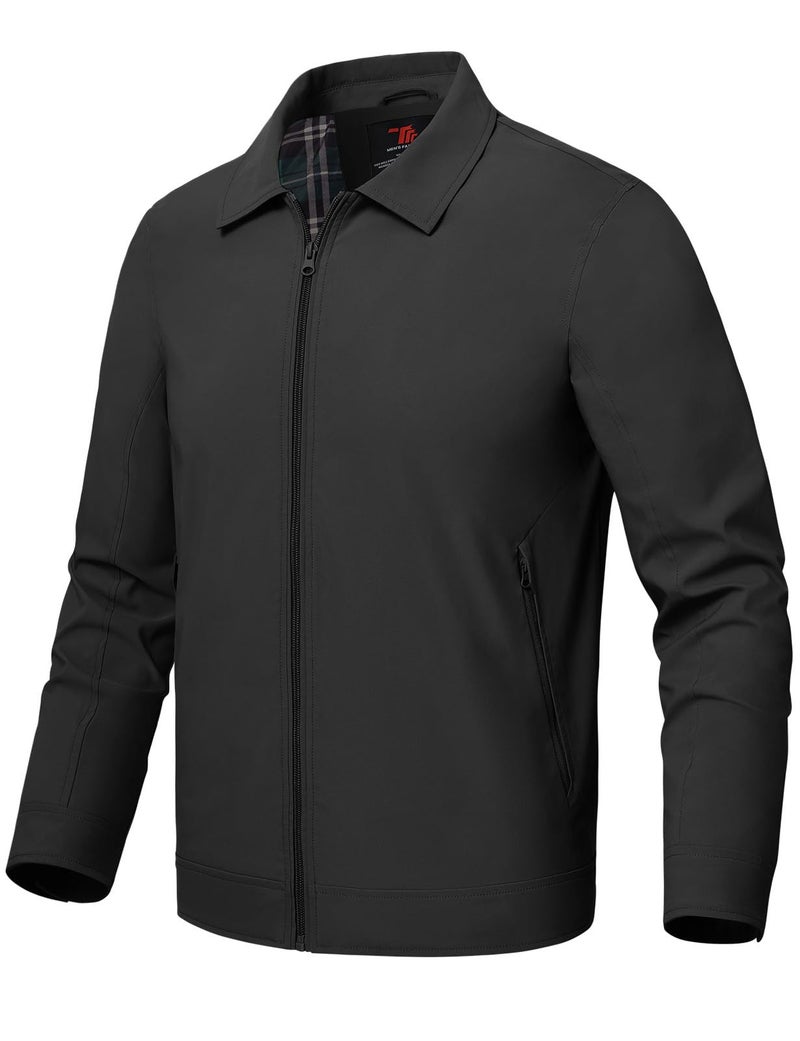 Rdruko Men's Light Jackets Windbreaker Spring Fall Lightweight Jackets Caual Stylish Jacket with Pockets, Black, S - Image 2