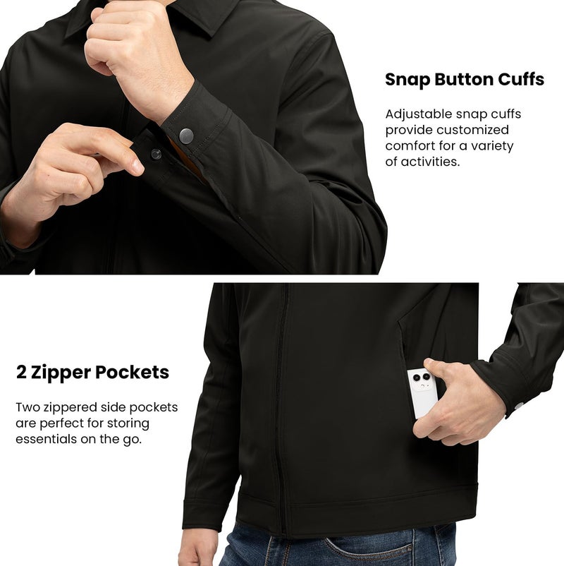 Rdruko Men's Light Jackets Windbreaker Spring Fall Lightweight Jackets Caual Stylish Jacket with Pockets, Black, S - Image 5