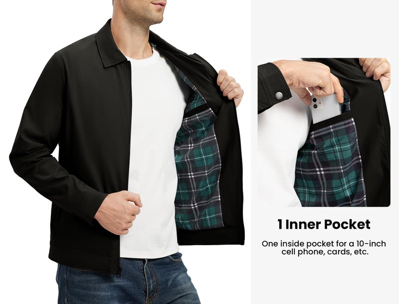 Rdruko Men's Light Jackets Windbreaker Spring Fall Lightweight Jackets Caual Stylish Jacket with Pockets, Black, S - Image 4