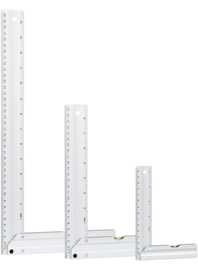 POWERTEC 80005 L Square Ruler Set w/Bubble Levels, Anodized Aluminum Finish – 3pc Set - Image 1