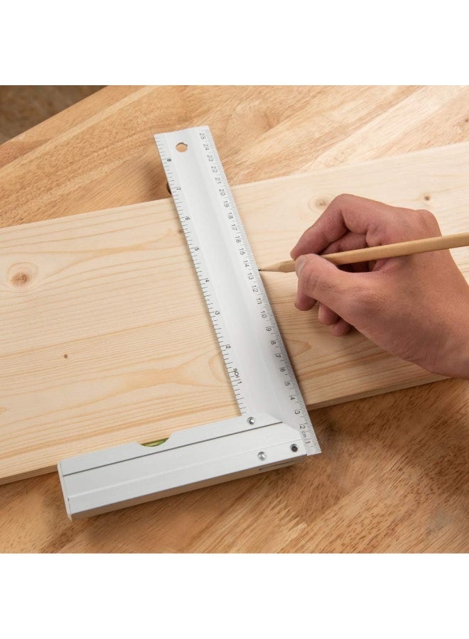 POWERTEC 80005 L Square Ruler Set w/Bubble Levels, Anodized Aluminum Finish – 3pc Set - Image 4