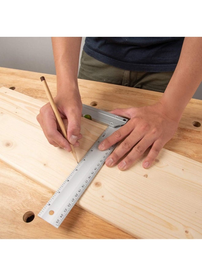 POWERTEC 80005 L Square Ruler Set w/Bubble Levels, Anodized Aluminum Finish – 3pc Set - Image 3