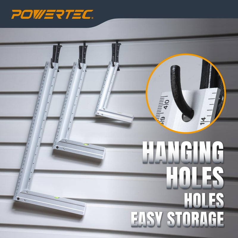 POWERTEC L Square 3pc, Try Square, 90 Degree Measuring Tools w/Bubble Levels, Machinist Square for Router Fence, Table Saw Blade, Woodworking, Carpentry Work, Frame Work (80005) - Image 2