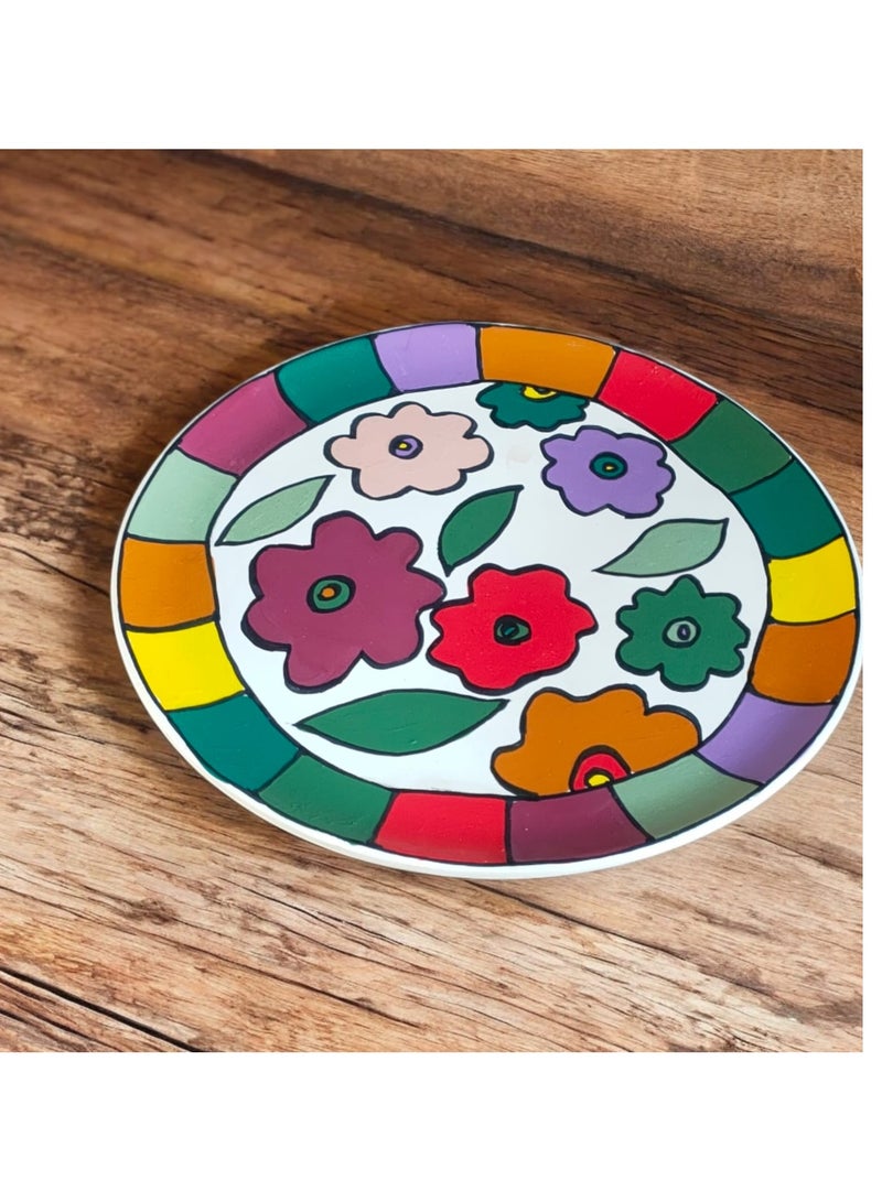 كلور زون بوتري طبق مستدير من الفخار (30 سم) للزنيه و التعليق (فقط) رسم يدوي - Image 1