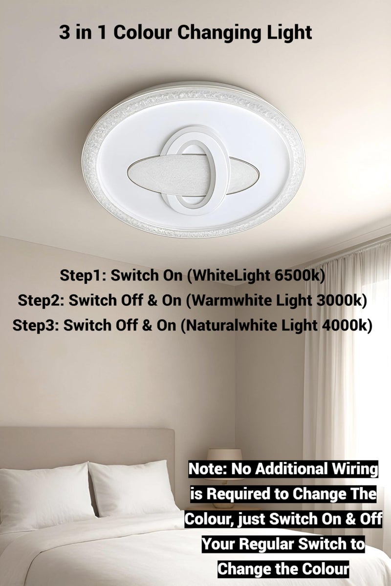 FILLISKA Aluminium Luxurious 3 in 1 Led Ceiling/Wall Chandelier Light with 3 Step Colour Changing Function (White Round - 8969)(1 Year Warranty) - Image 2