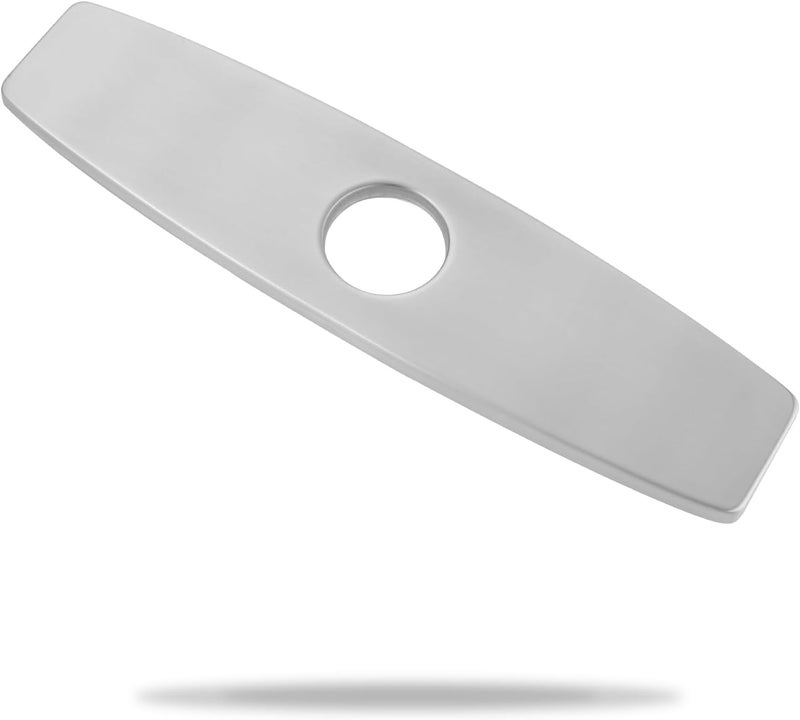 Arcora 10.2 Inch Faucet Plate, Kitchen or Bathroom Faucet Deck Plate for 1 or 3 Hole, Stainless Steel Sink Hole Cover Escutcheon, Brushed Nickel - Image 1