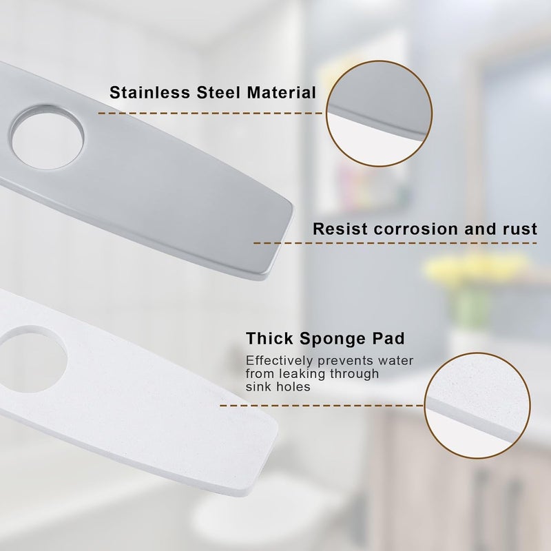 Arcora 10.2 Inch Faucet Plate, Kitchen or Bathroom Faucet Deck Plate for 1 or 3 Hole, Stainless Steel Sink Hole Cover Escutcheon, Brushed Nickel - Image 4