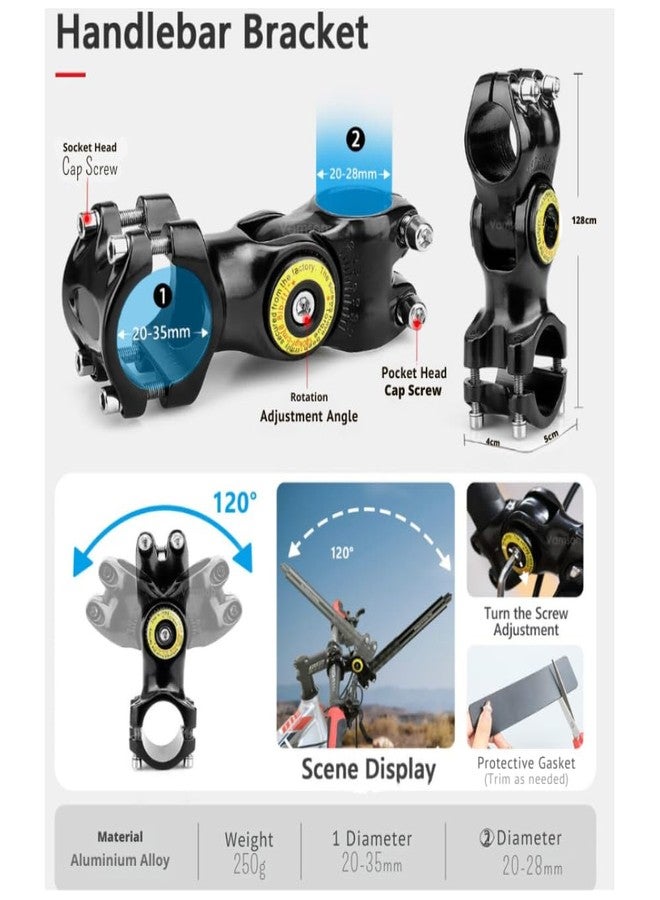 GetZget حامل دراجة GetZget® لكاميرا الحركة Insta360 One X5/ X4/ X3/ X2، وسلسلة GoPro، وOsmo Action 4/3، وسلسلة Pocket، وحامل عصا السيلفي الدوارة غير المرئية للدراجة، وملحقات التثبيت - Image 3