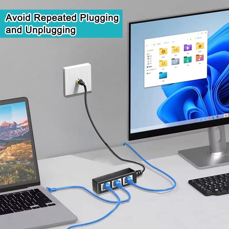 Ankky RJ45 Ethernet Splitter Cable, 1 to 3 Port Adapter, Cat5/Cat6 Compatible, ONE at A TIME - Image 3