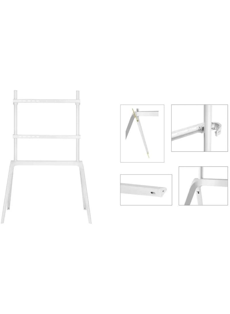 Skilltech Steel Studio SH‑1446FS Matte White Floor TV Stand – 60 kg Load, VESA 600×400, Sleek Studio Mount for 65″–86″ Screens, Cable‑Managed & Easy Assembly - Image 3