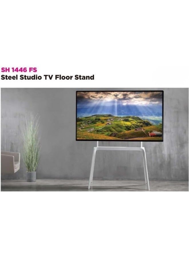 Skilltech Steel Studio SH‑1446FS Matte White Floor TV Stand – 60 kg Load, VESA 600×400, Sleek Studio Mount for 65″–86″ Screens, Cable‑Managed & Easy Assembly - Image 5