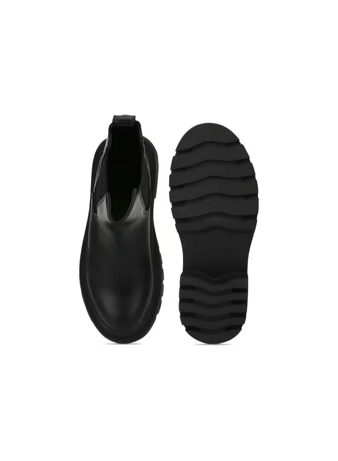 Truffle Chunky Chelsea Biker Boots
