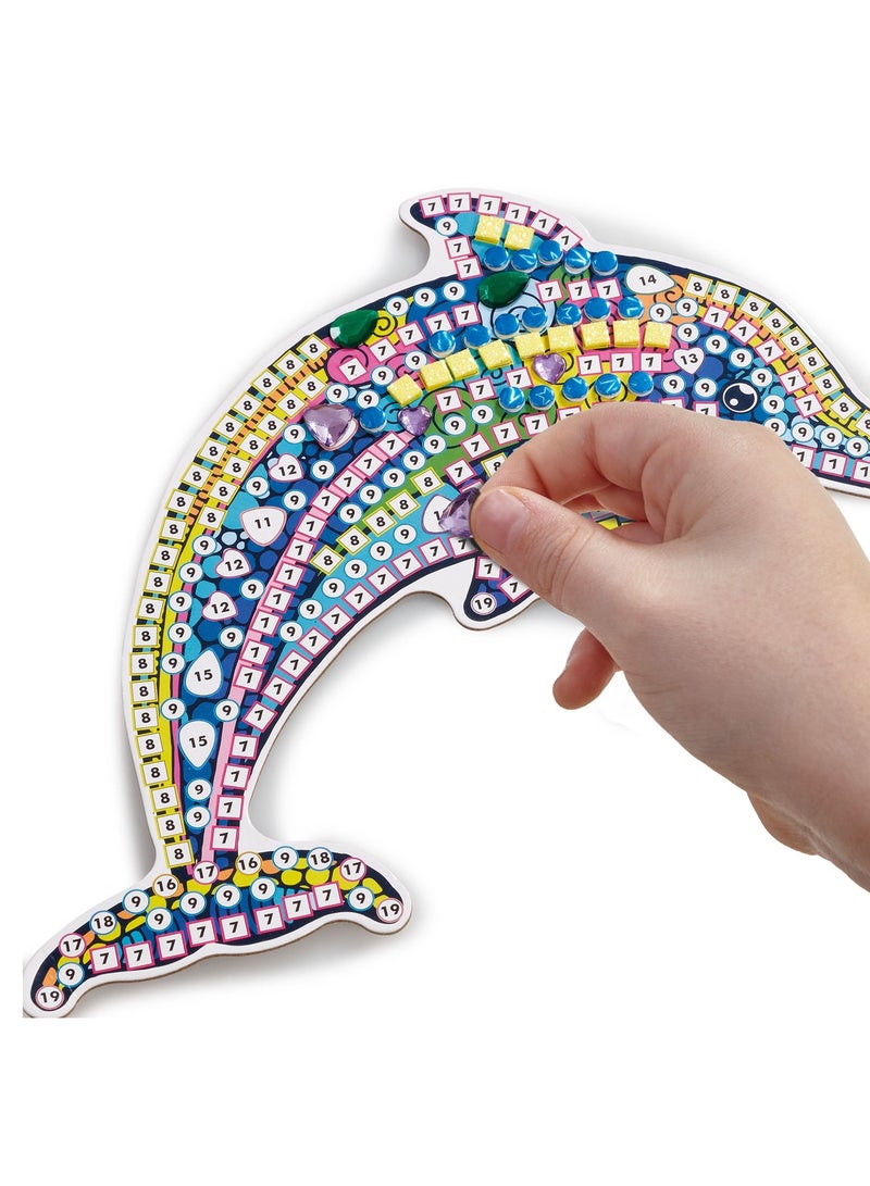 Addo Out To Impress Marvellous Ocean-Themed Mosaic Artworks | Turtle, Dolhpin & a Tropical Fish | Includes over 950 Self-Adhesive Mosaic Pieces and 80 Sparkly Gems | Arts & Craft | DIY Craft Kit | Do it Yourself | Educational & Learning | Creative Gift for Kids and Adults - Image 3