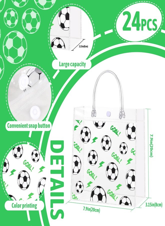 YOPCDJ 24Pcs Soccer Clear Goodie Bags - 7.9 x 7.9 x 3.15 Inch Plastic Favor Bags with Handles for Soccer Sport Theme Birthday Party, Team Treat Snack Bag, Gifts Bags for Team Celebration, Sports Party Supplies - Image 2
